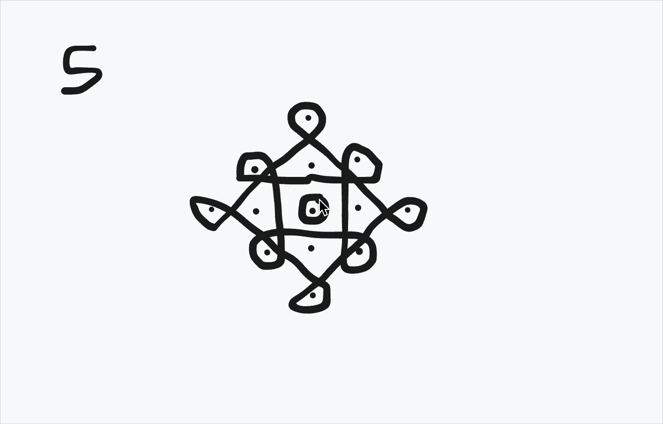 Demonstrated kolam pattern